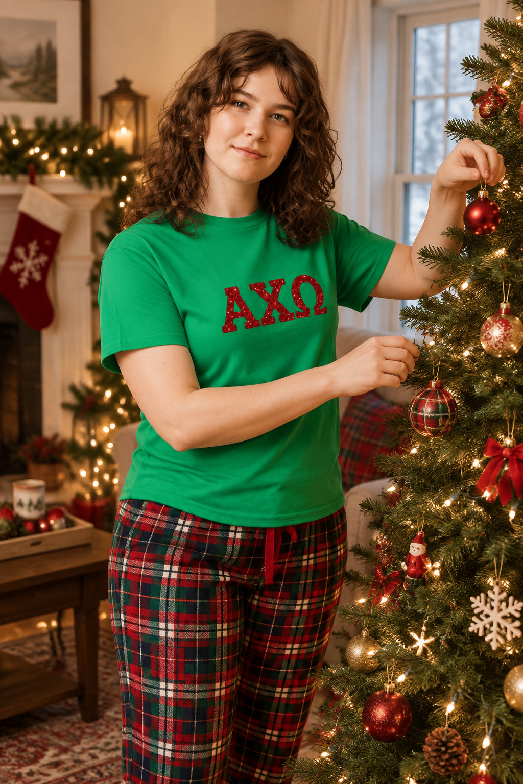 Alpha Chi Omega Cotton AXO tee green