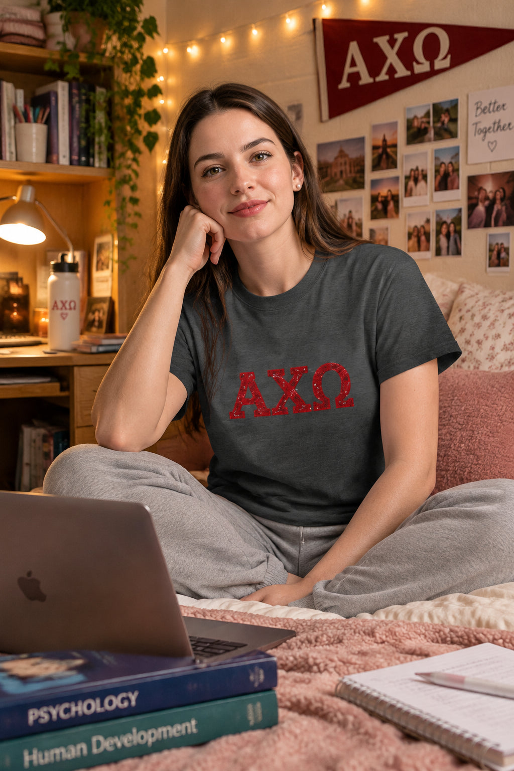 Alpha Chi Omega Cotton AXO tee dark grey