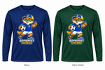 Somerset Avenir Soccer Long Sleeve Performance T-Shirt generated garment mockups in Navy and Dark Green; Dark Green is adult only.