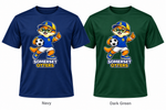 Somerset Avenir Soccer Short Sleeve Performance T-Shirt generated garment mockups in Navy and Dark Green.