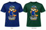 Somerset Avenir Swimming Short Sleeve Performance T-Shirt generated garment mockups in Navy and Dark Green.