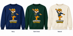Somerset Avenir Gymnastics Crewneck Sweatshirt generated garment mockups in Navy, Dark Green and Natural.