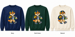 Somerset Avenir Student & Books Crewneck Sweatshirt generated garment mockups in Navy, Dark Green and Natural.