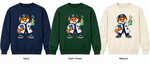 Somerset Avenir Science Crewneck Sweatshirt generated garment mockups in Navy, Dark Green and Natural.