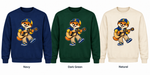 Somerset Avenir Guitar Crewneck Sweatshirt generated garment mockups in Navy, Dark Green and Natural.