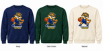 Somerset Avenir Basketball Crewneck Sweatshirt generated garment mockups in Navy, Dark Green and Natural.
