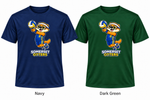 Somerset Avenir Volleyball Short Sleeve Performance T-Shirt generated garment mockups in Navy and Dark Green.