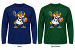 Somerset Avenir Art & Painting Long Sleeve Performance T-Shirt generated garment mockups in Navy and Dark Green; Dark Green is adult only.