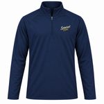 Somerset Avenir Script & Paw Sport-Wick Stretch Quarter-Zip generated garment mockup in Navy.