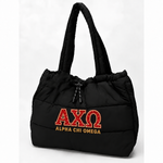 Drawstring Puffy Quilted Padded Nylon Shoulder Tote Bag