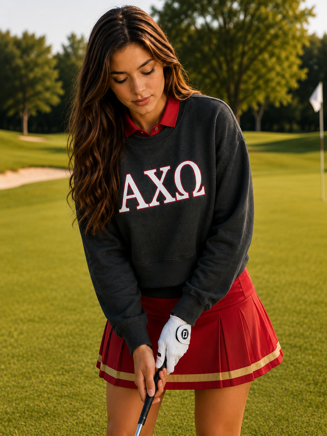 Alpha Chi Omega Fleece Cropped Crew Sweatshirt