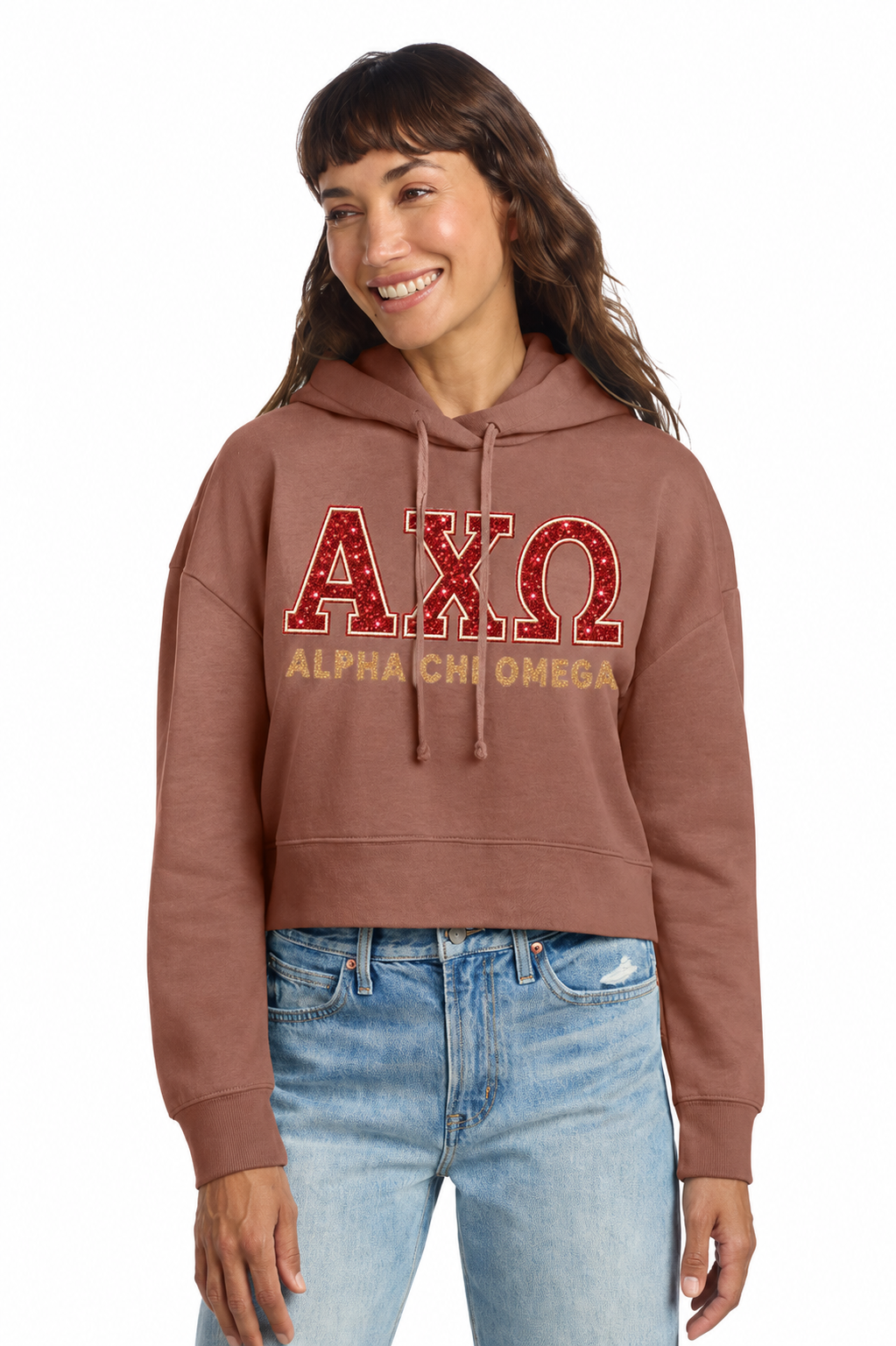 Alpha Chi Omega Cropped Hooded SweatShirt