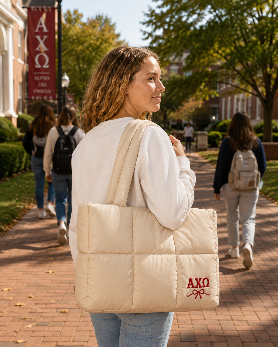 Alpha Chi Omega Large Puff Tote Bag