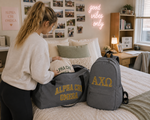 Alpha Chi Omega "Weekender" Gym/Travel Backpack and Duffel Bag
