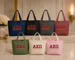 Alpha Chi Omega "The Ivy" Everyday Canvas Tote with Zip Closure