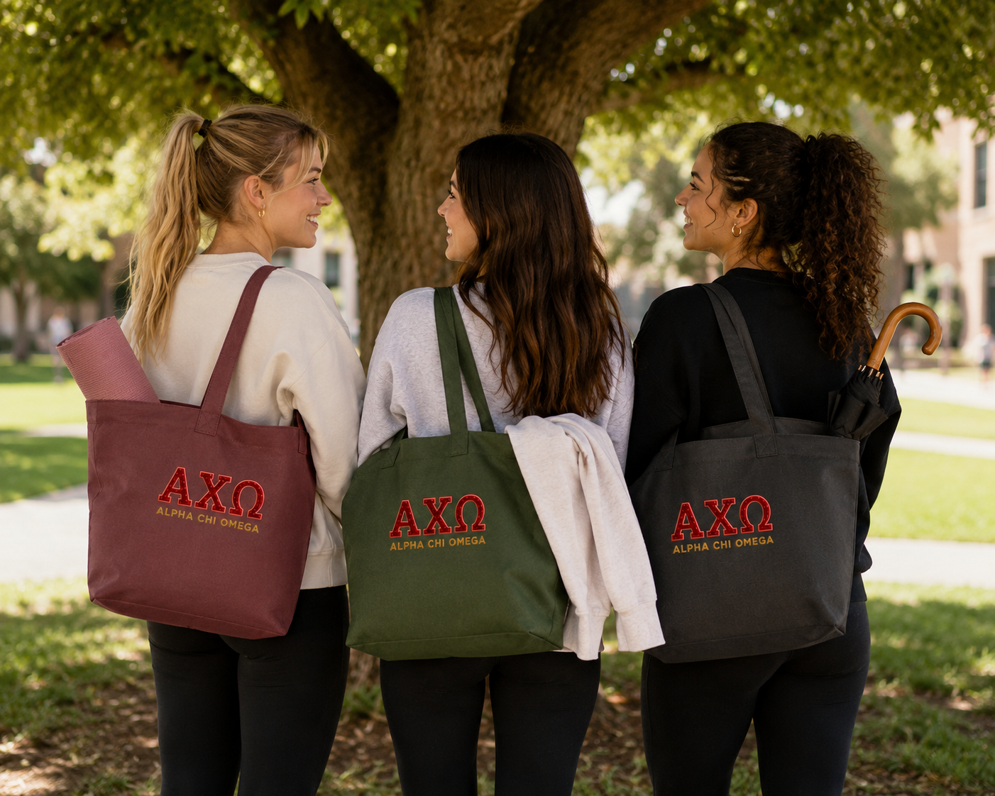 Alpha Chi Omega "The Ivy" Everyday Canvas Tote with Zip Closure
