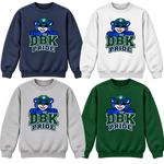 Somerset Academy DBK Pride Mascot Crewneck Sweatshirt on Navy, White, Gray and Dark Green