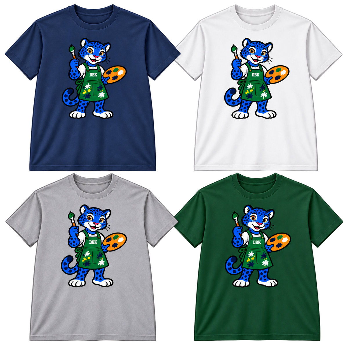 DBK Artist Jaguar T-shirts in Navy, White, Gray and Dark Green