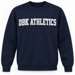 DBK Athletics navy sweatshirt with white puff glitter lettering