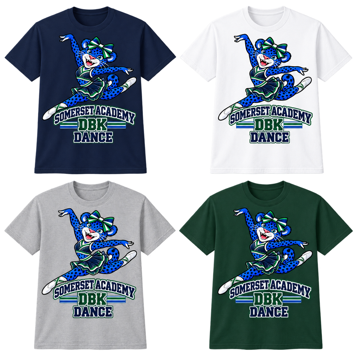 Somerset Academy DBK Dance T-Shirt in Navy, White, Gray and Dark Green