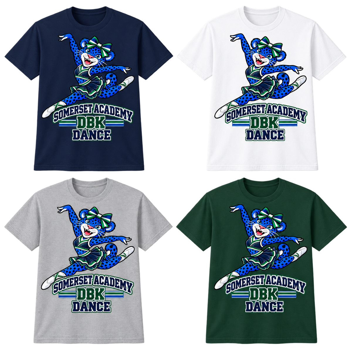 Somerset Academy DBK Dance T-Shirt in Navy, White, Gray and Dark Green