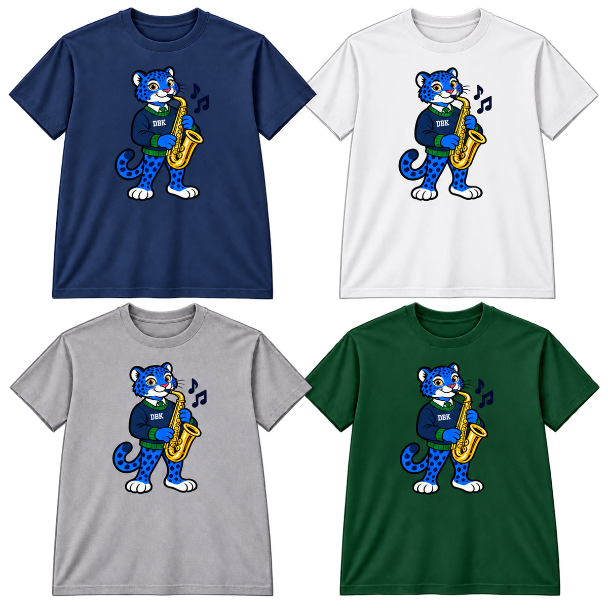 DBK Musician Jaguar T-shirts in Navy, White, Gray and Dark Green
