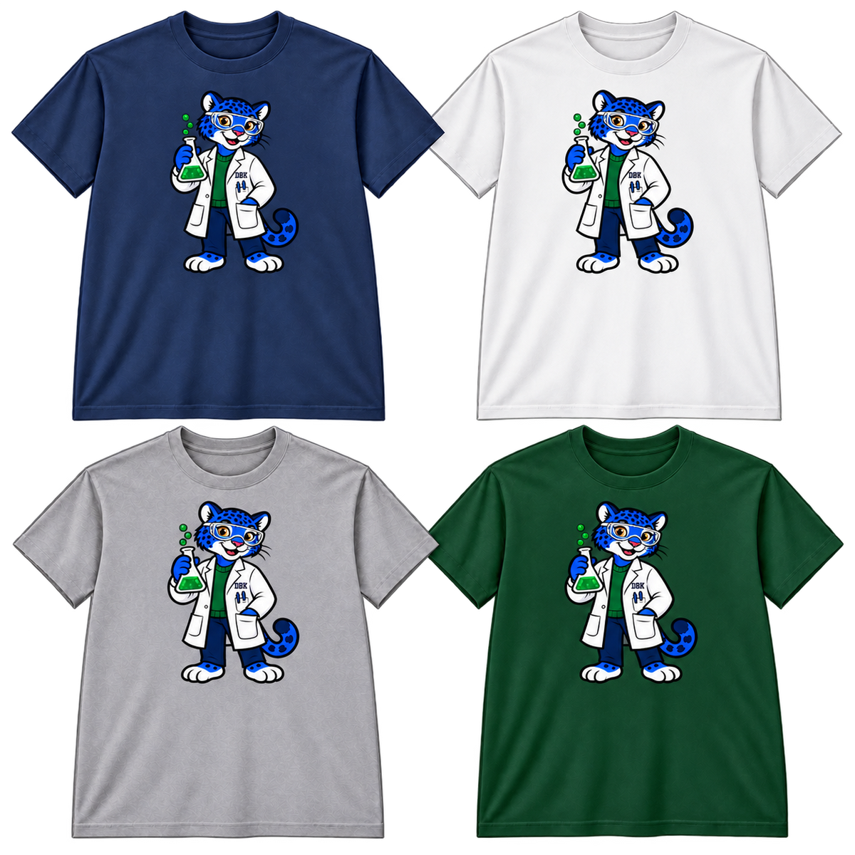 DBK Scientist Jaguar T-shirts in Navy, White, Gray and Dark Green
