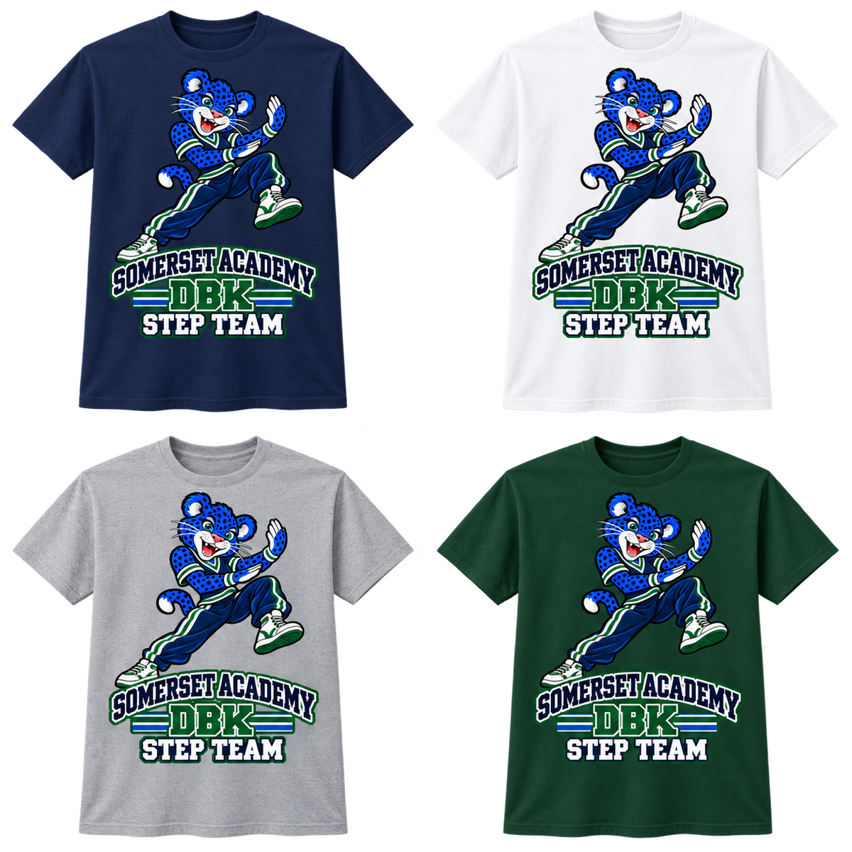 Somerset DBK Step Team Tee in Navy, White, Gray and Dark Green