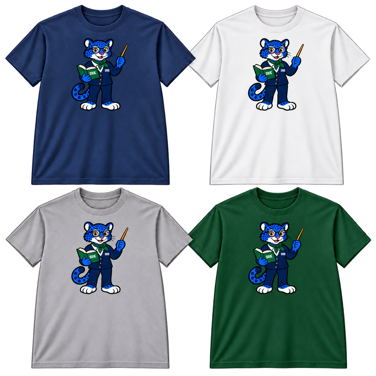 DBK Teacher Jaguar T-shirts in Navy, White, Gray and Dark Green