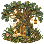 Enchanted Oak Woodland Library original print artwork