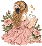 Fancy Reader with Roses and Pearls original print artwork