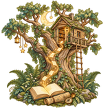 Magical Treehouse with Golden Page Sparks original print artwork