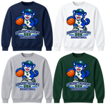 Basketball on Navy, White, Gray and Dark Green Crewneck Sweatshirts