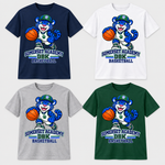 Basketball on Navy, White, Gray and Dark Green T-Shirts