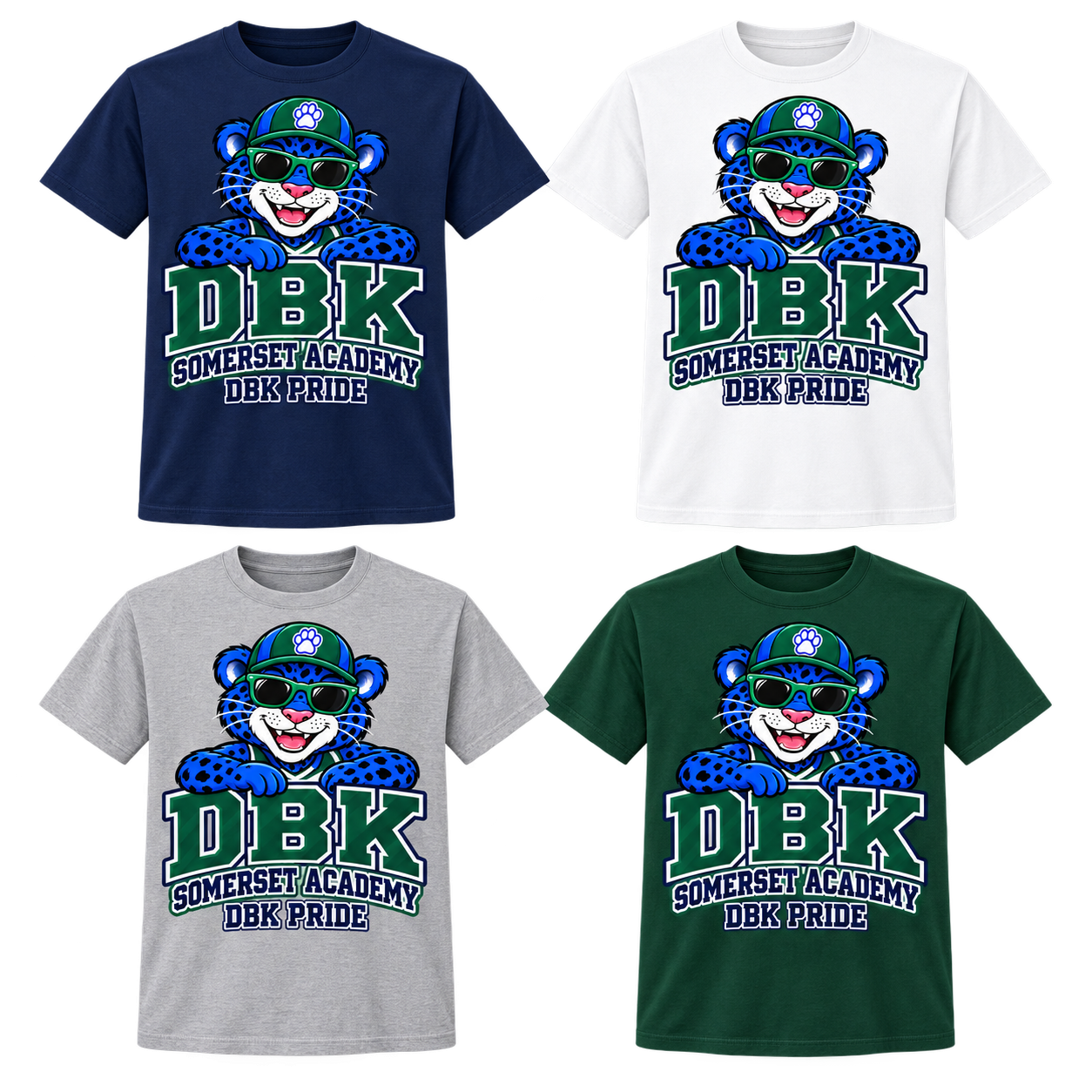 DBK Pride on Navy, White, Gray and Dark Green T-Shirts