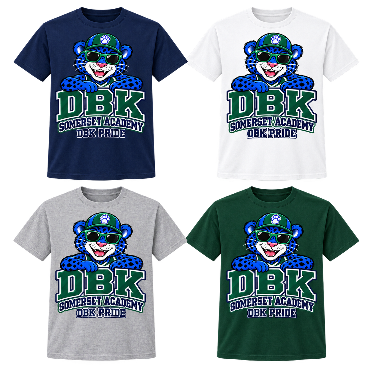 DBK Pride on Navy, White, Gray and Dark Green T-Shirts