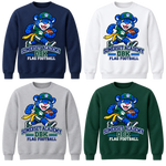 Flag Football on Navy, White, Gray and Dark Green Crewneck Sweatshirts