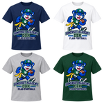 Flag Football on Navy, White, Gray and Dark Green T-Shirts