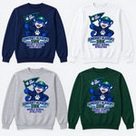 Middle School Athletics on Navy, White, Gray and Dark Green Crewneck Sweatshirts