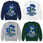 Soccer on Navy, White, Gray and Dark Green Crewneck Sweatshirts