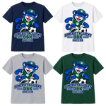 Soccer on Navy, White, Gray and Dark Green T-Shirts