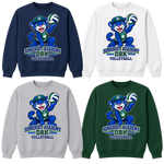 Volleyball on Navy, White, Gray and Dark Green Crewneck Sweatshirts