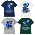 Volleyball on Navy, White, Gray and Dark Green T-Shirts