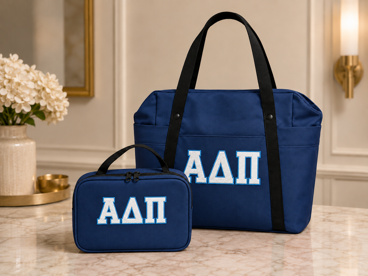 Alpha Delta Pi Dorm Accessories Set with Carry All Tote and Makeup Bag
