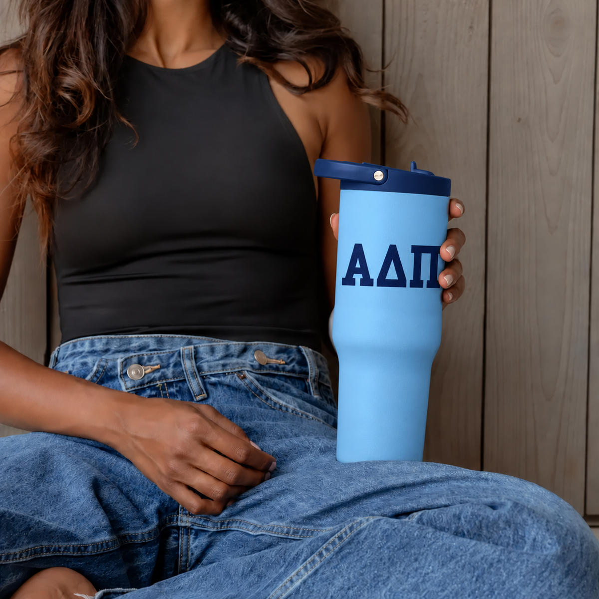 Alpha Delta Pi Hydrojug 32 OZ Sports Water Bottle with Leakproof Tritan Lid