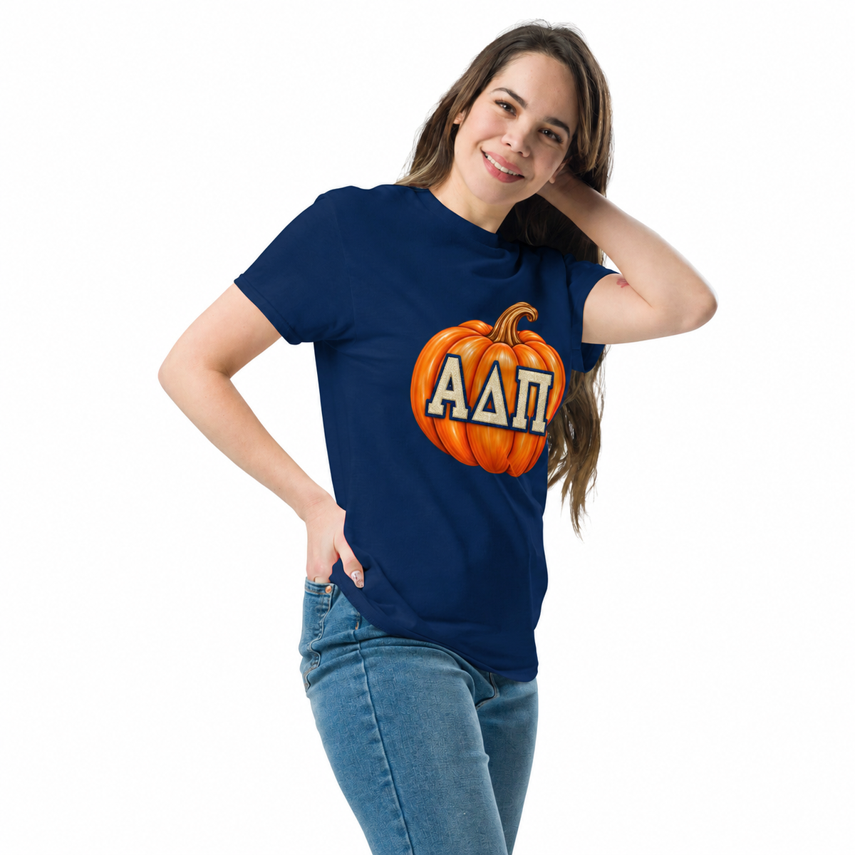 Alpha Delta Pi Pumpkin ΑΔΠ Greek Letter Classic Tee