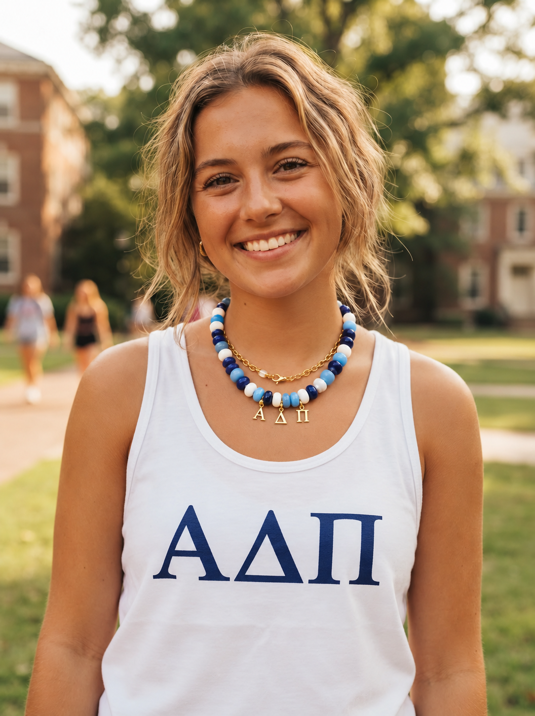 Alpha Delta Pi Sugarocks Necklace with ΑΔΠ Greek Letter Charms
