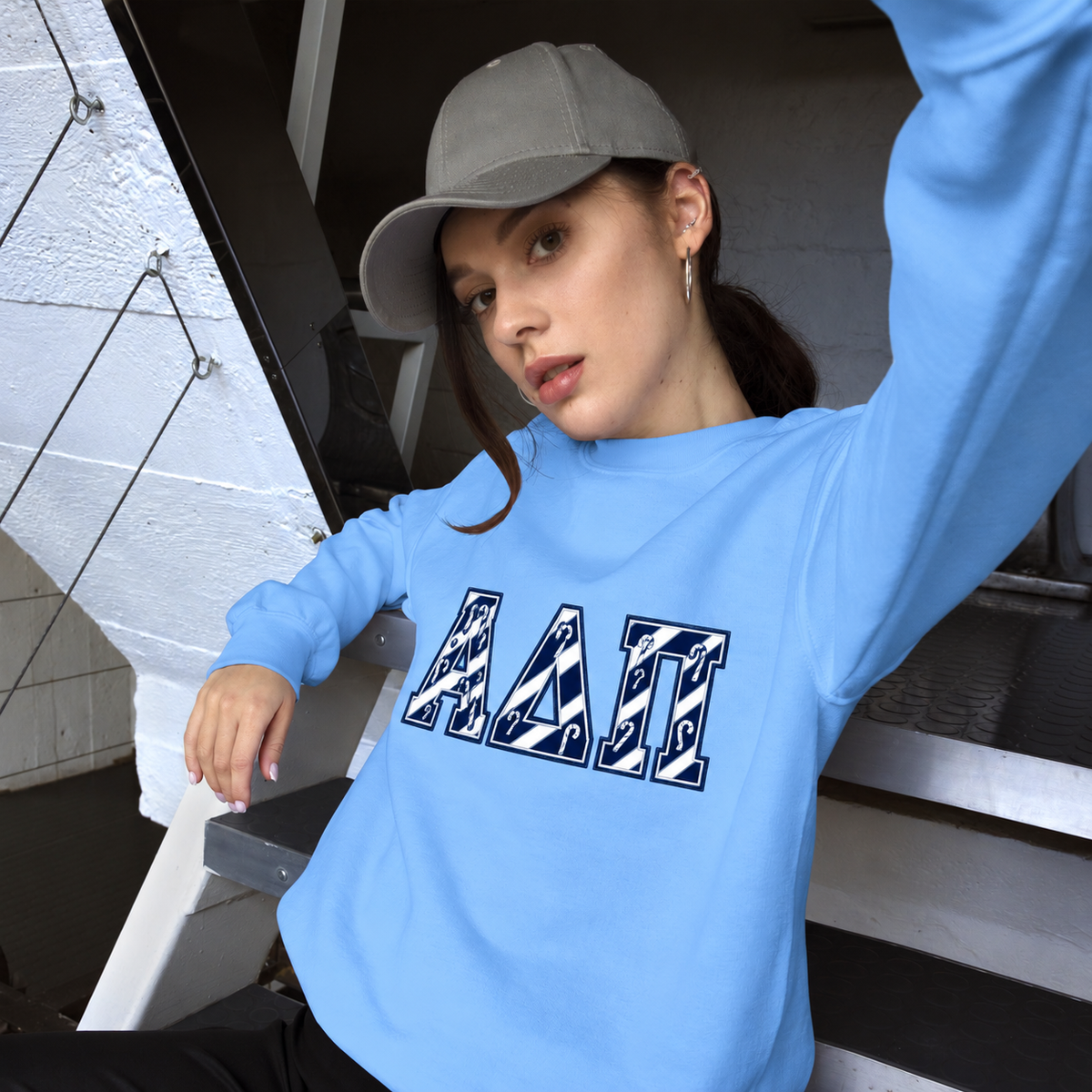 Alpha Delta Pi ΑΔΠ Candy Cane Sweatshirt