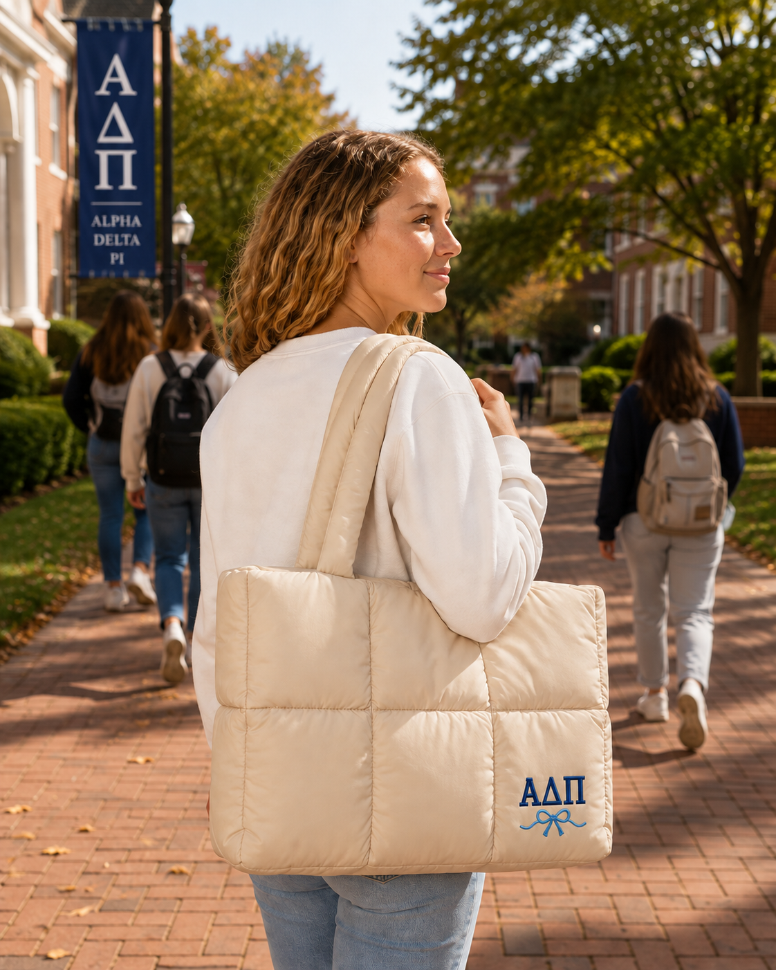 Alpha Delta Pi Large Puff Tote Bag