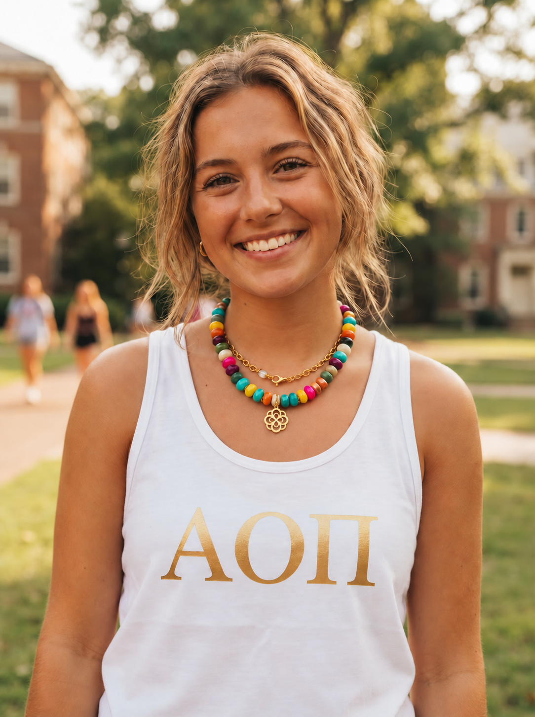 Alpha Omicron Pi infinity rose necklace